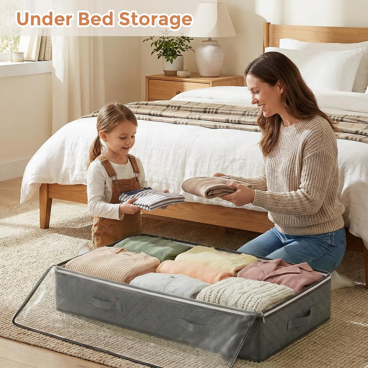 Budding Joy Foldable Under Bed Storage Containers, 90L
