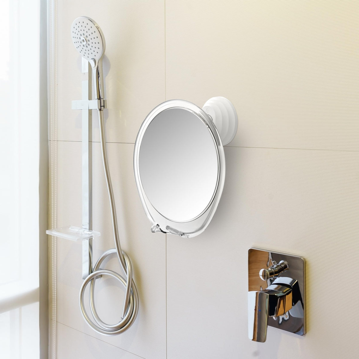 Honeybull Fogless Shower Mirror with Razor Holder, White