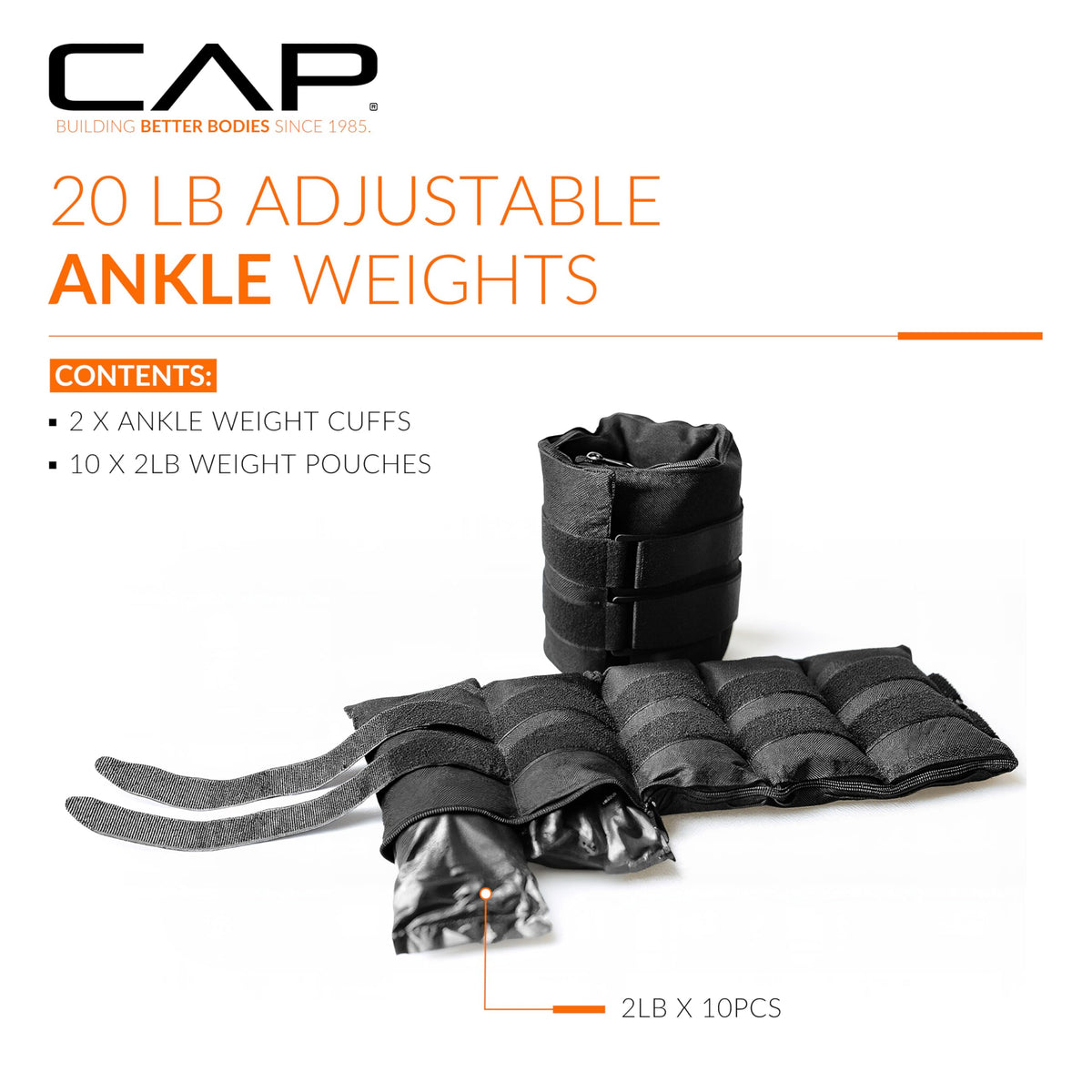 CAP Barbell 20 lb Adjustable Ankle Weights, Pair