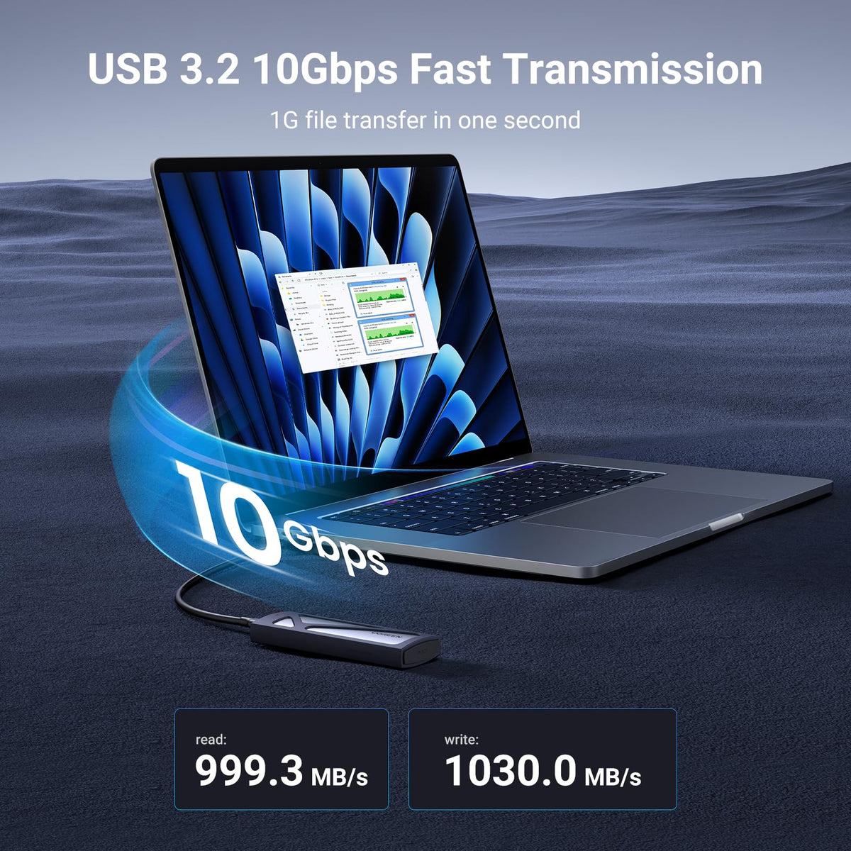 UGREEN M.2 NVMe Enclosure, USB 3.2 Gen2 10Gbps, Aluminum