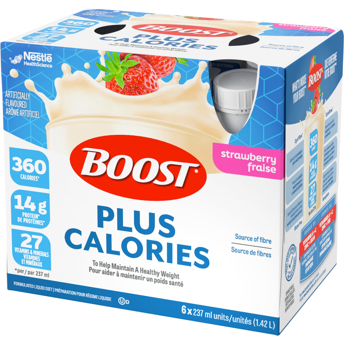 Boost Plus Complete Nutrition Drink, Strawberry, 6 x 237 mL