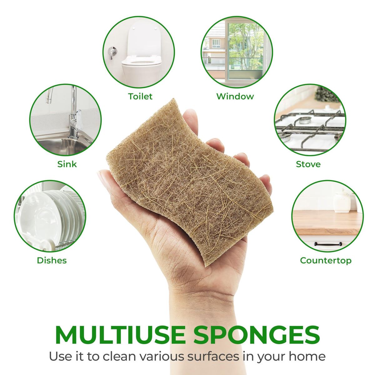Airnex Natural Cellulose Dish Sponges, 12 Pack