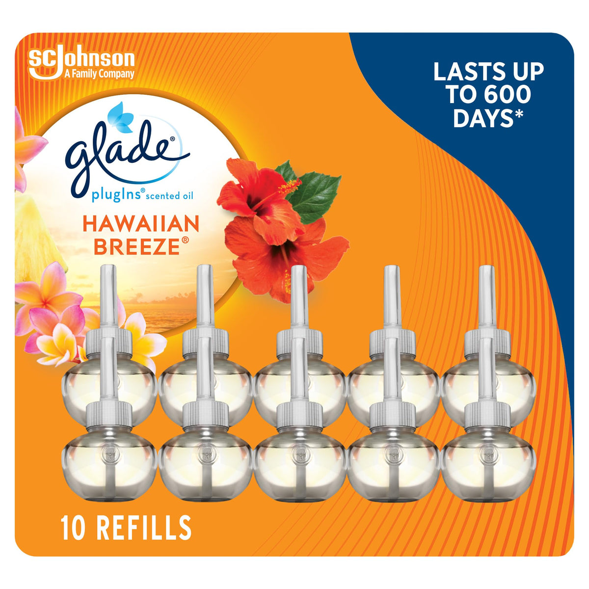 Glade PlugIns Air Freshener Oil Refill, Hawaiian Breeze, 10 Refills