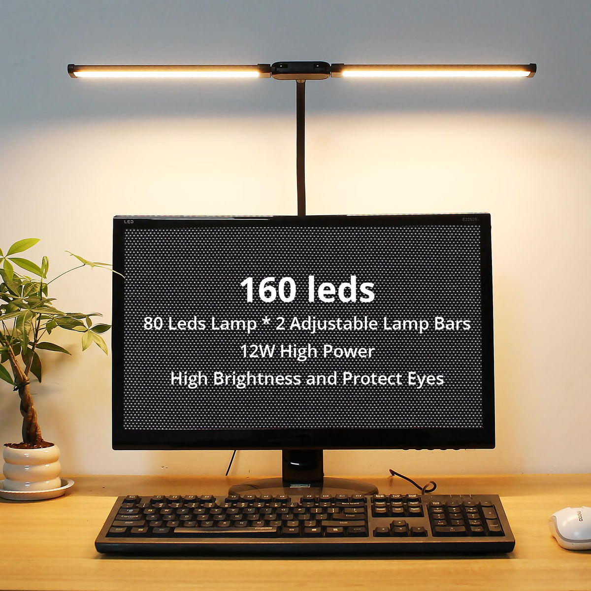 Clamp Desk Lamp with Double Head and 50 Lighting Modes