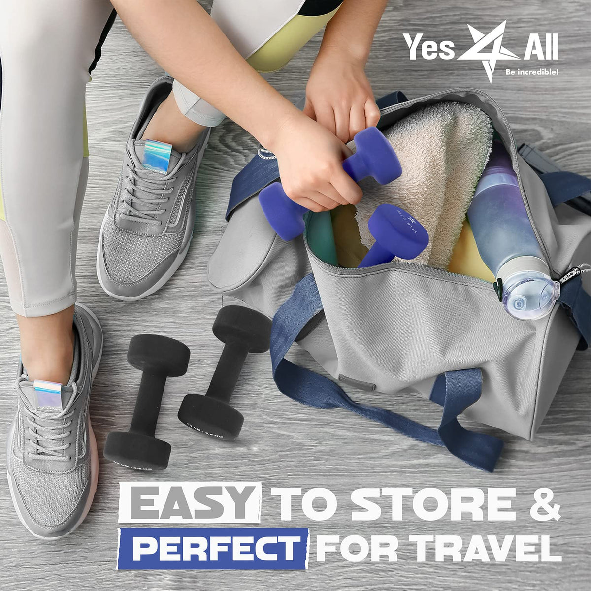 Yes4All Neoprene Dumbbells Pair, D. Blue, 6lbs