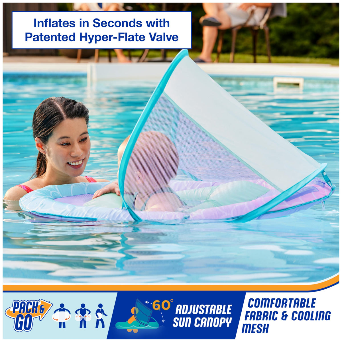 SwimWays Baby Spring Float with Canopy, 9-24 Months, Mermaid