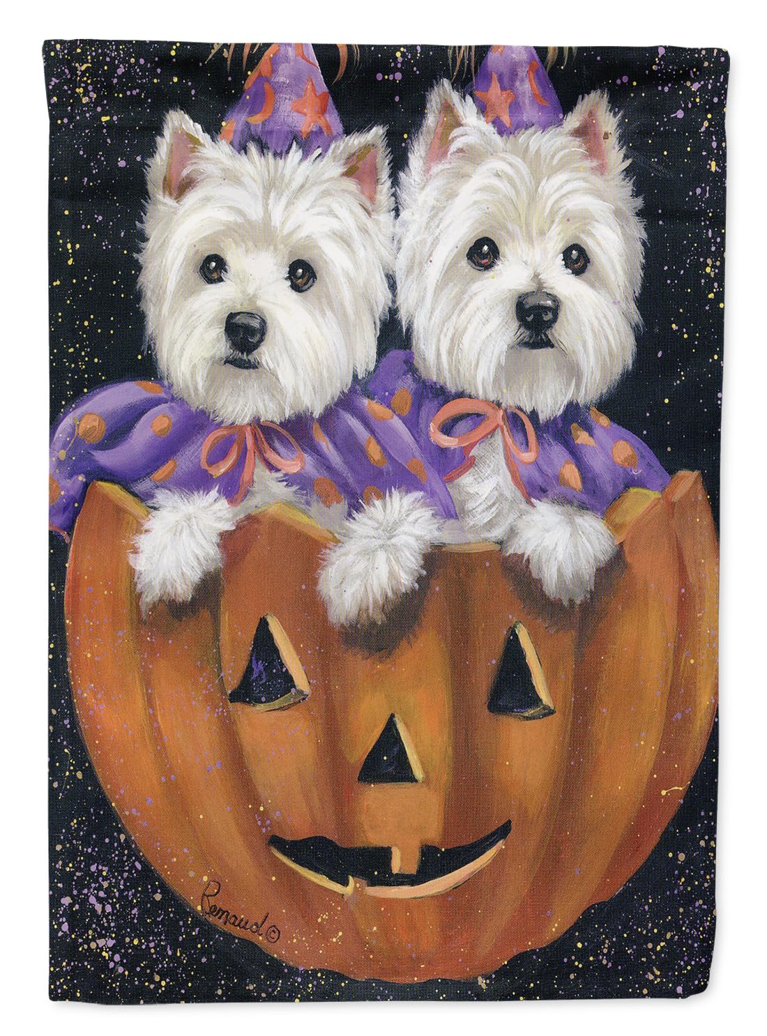 Caroline's Treasures PPP3205GF Westie Halloween Pumpkin Ride Flag Garden Size