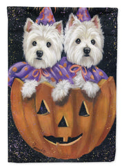 Caroline's Treasures PPP3205GF Westie Halloween Pumpkin Ride Flag Garden Size