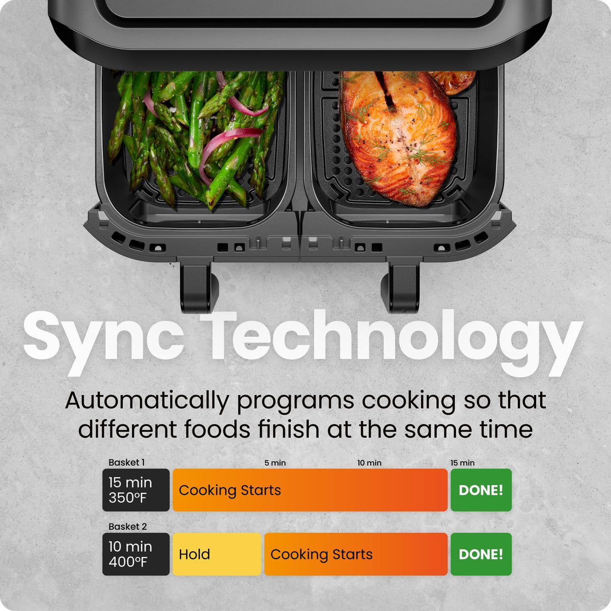 CHEFMAN 6 Quart Dual Basket Air Fryer Oven, Black
