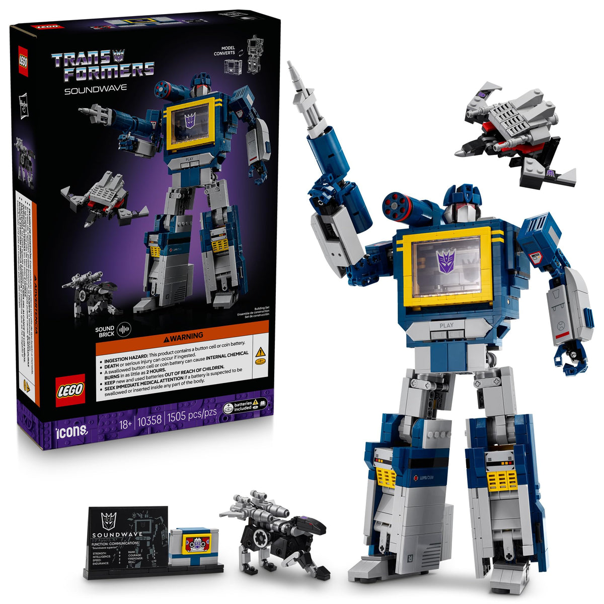 LEGO Icons Transformers: Soundwave Building Set, 10358