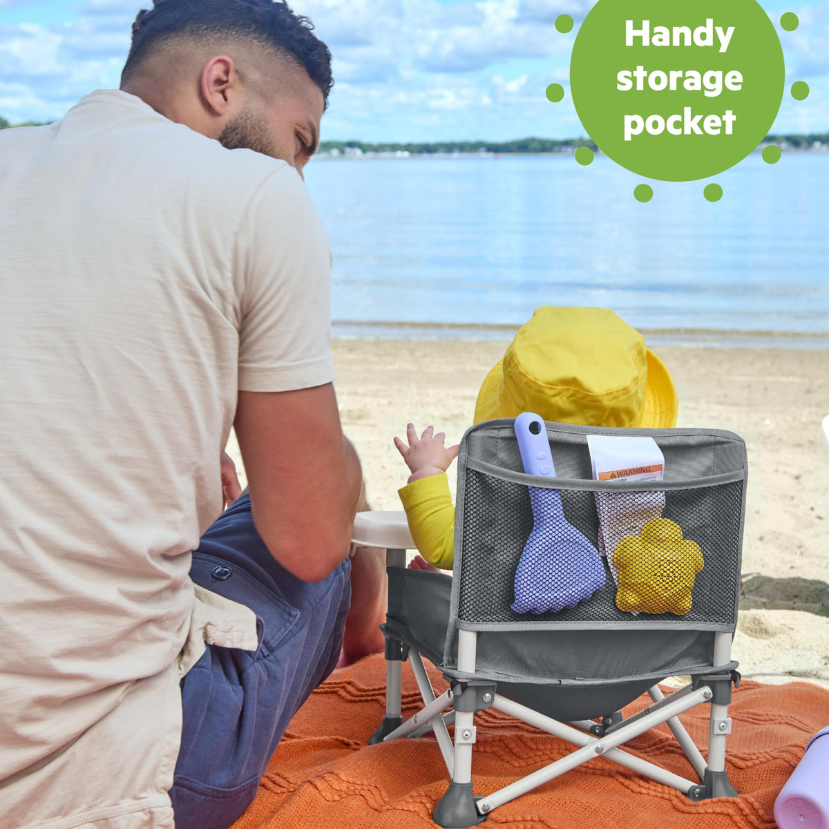 Bright Starts Pop 'N Sit Portable Booster Seat, Grey