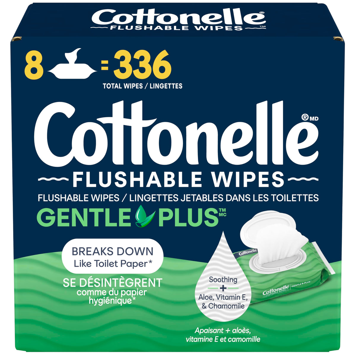 Cottonelle GentlePlus Flushable Wet Wipes, 336 Count