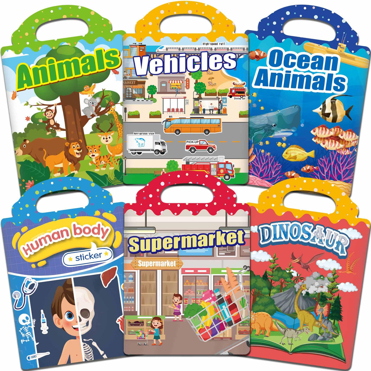 iGetooy Reusable Jelly Sticker Books for Kids (6 Sets)