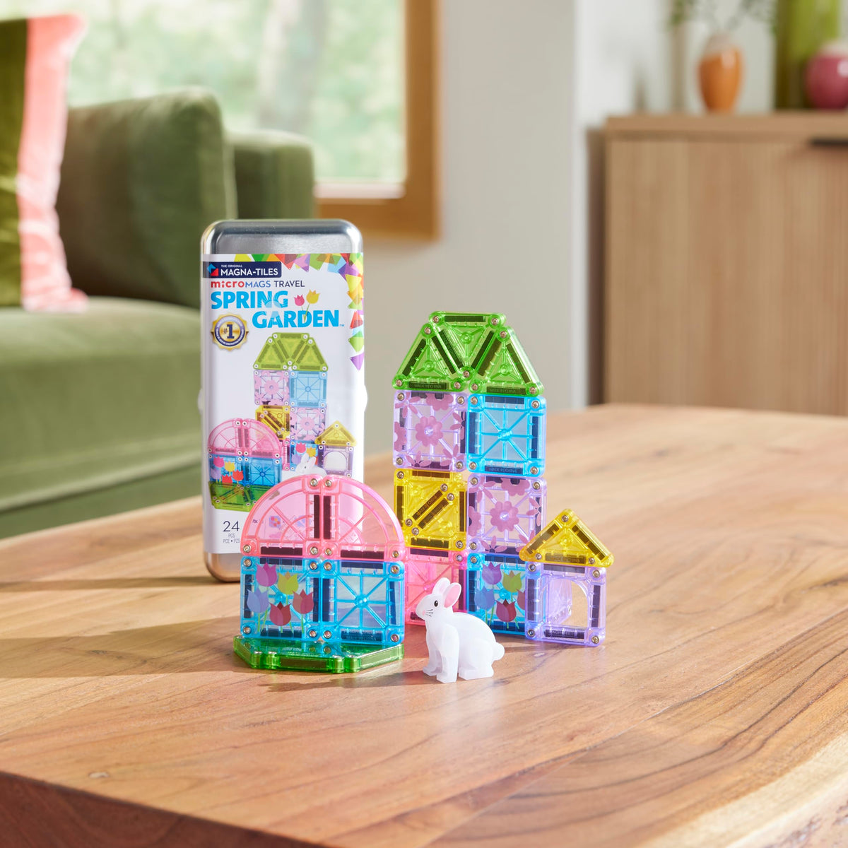 Magna-Tiles microMAGS Spring Garden Travel Set, 24 Pieces