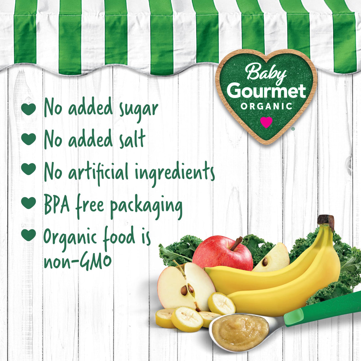 Baby Gourmet Banana Apple Kale Purée, 12 x 128 mL Pouches