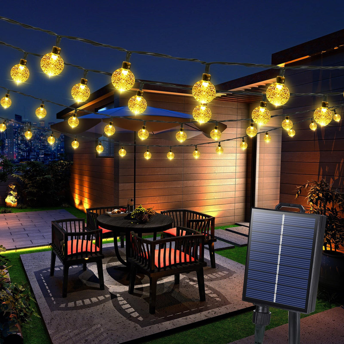 Joomer Solar Globe String Lights, 65 ft, 100 LED, Warm White