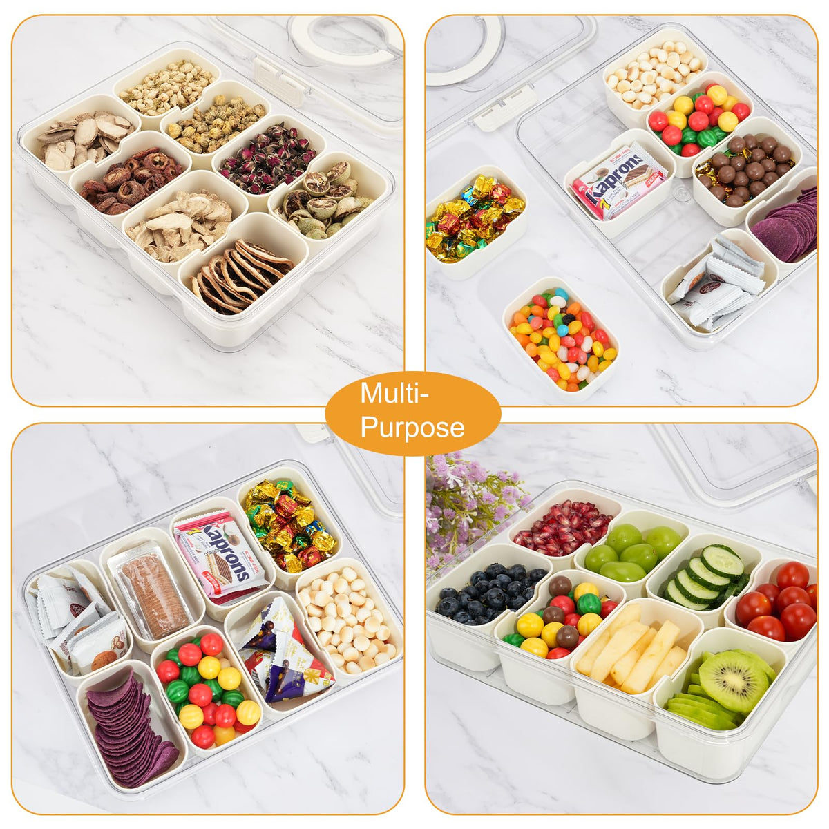 Beta Space Snack Box Container with Lid and 8 Inside Containers