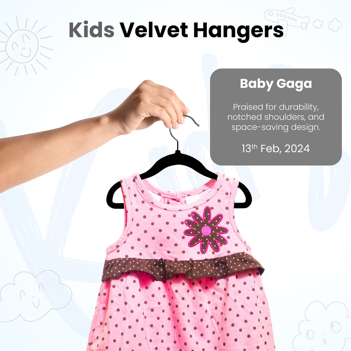 Utopia Home Baby Velvet Hangers, 50 Pack, Black
