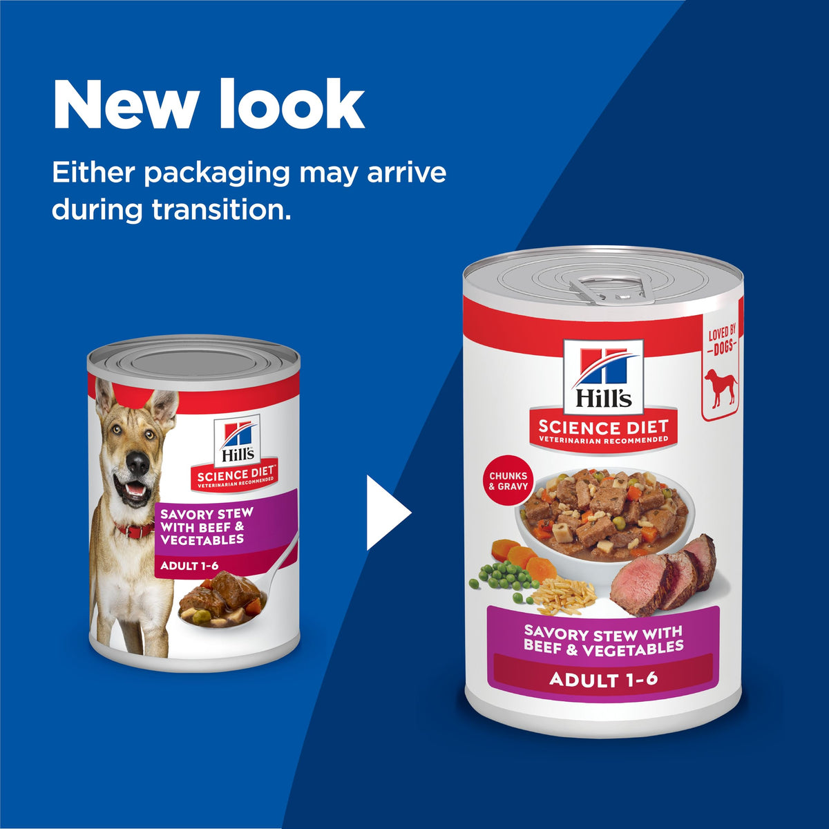 Hill's Science Diet Adult Dog Food, Beef Stew, 12 x 12.8 oz