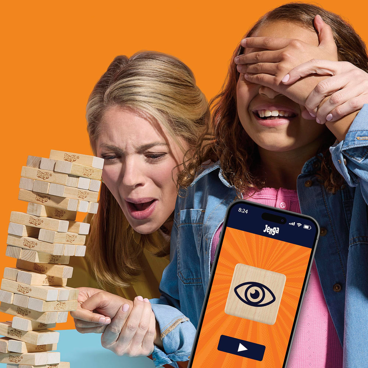 Hasbro Jenga Classic Wood Block Game with Digital Die