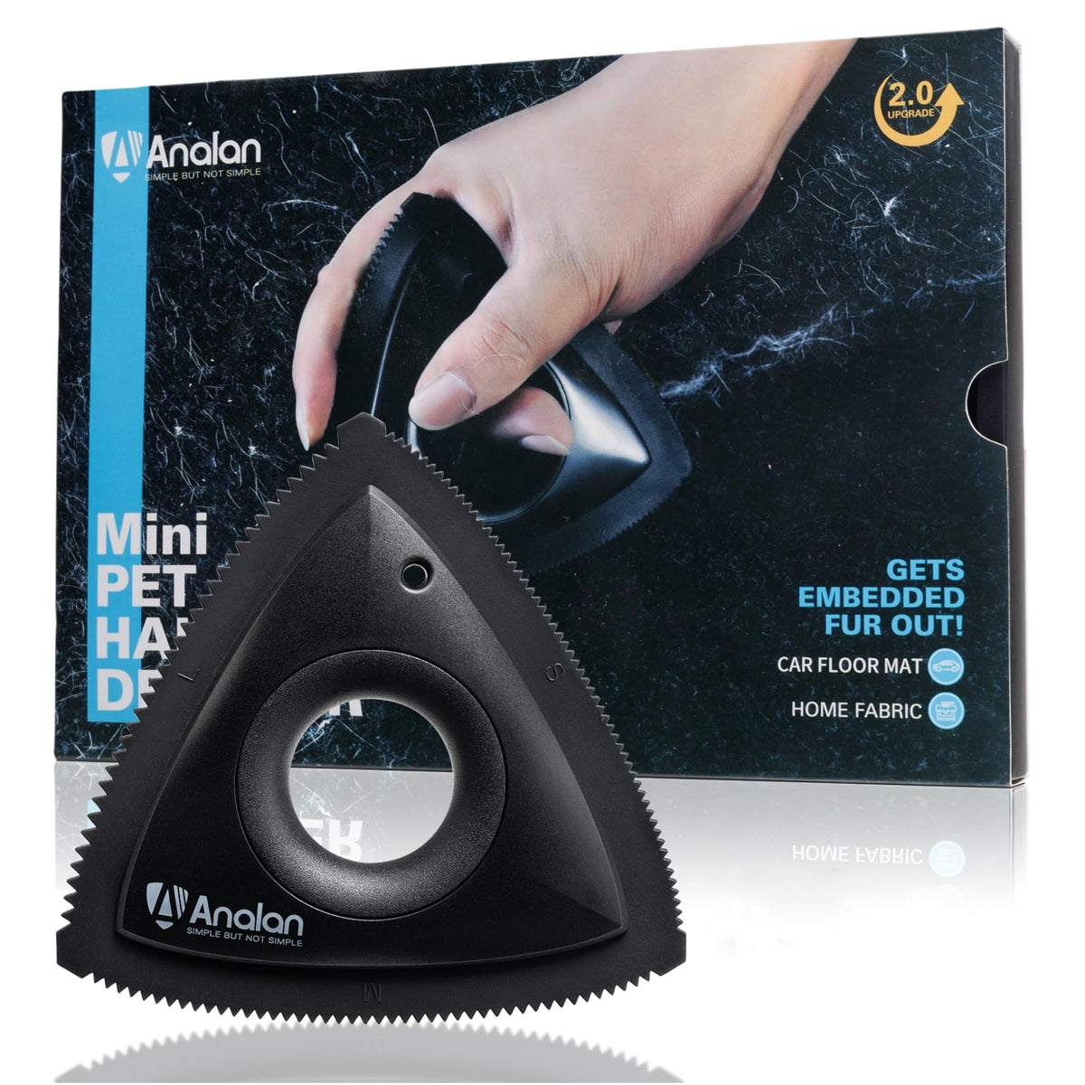 Analan Mini Pet Hair Remover Brush, Black