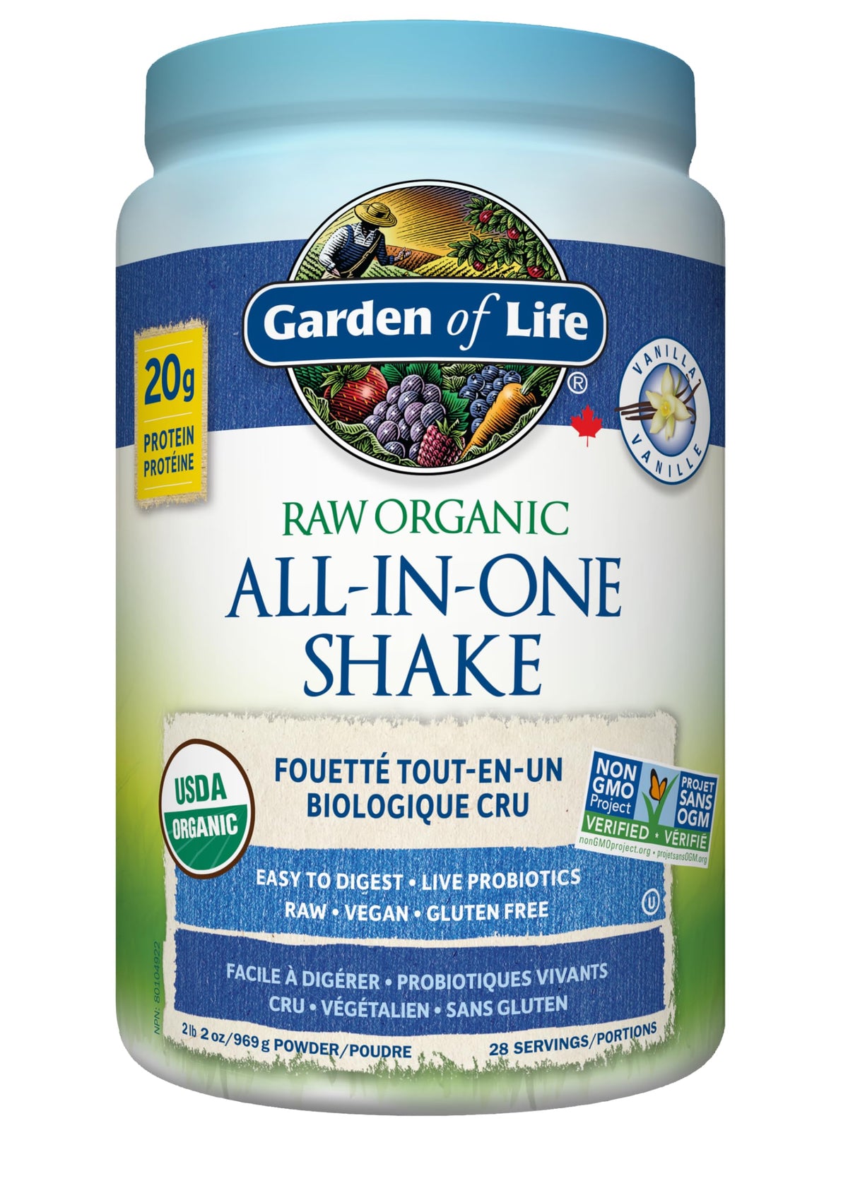 Garden of Life Raw All-in-One Nutritional Shake, Vanilla, 969 g