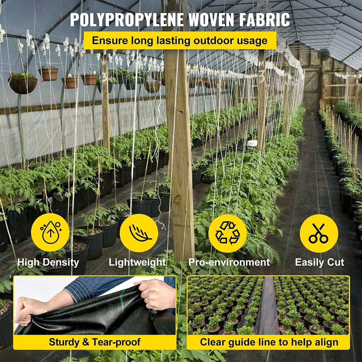 VEVOR Weed Barrier Fabric, 3FTx300FT, Heavy Duty 3OZ