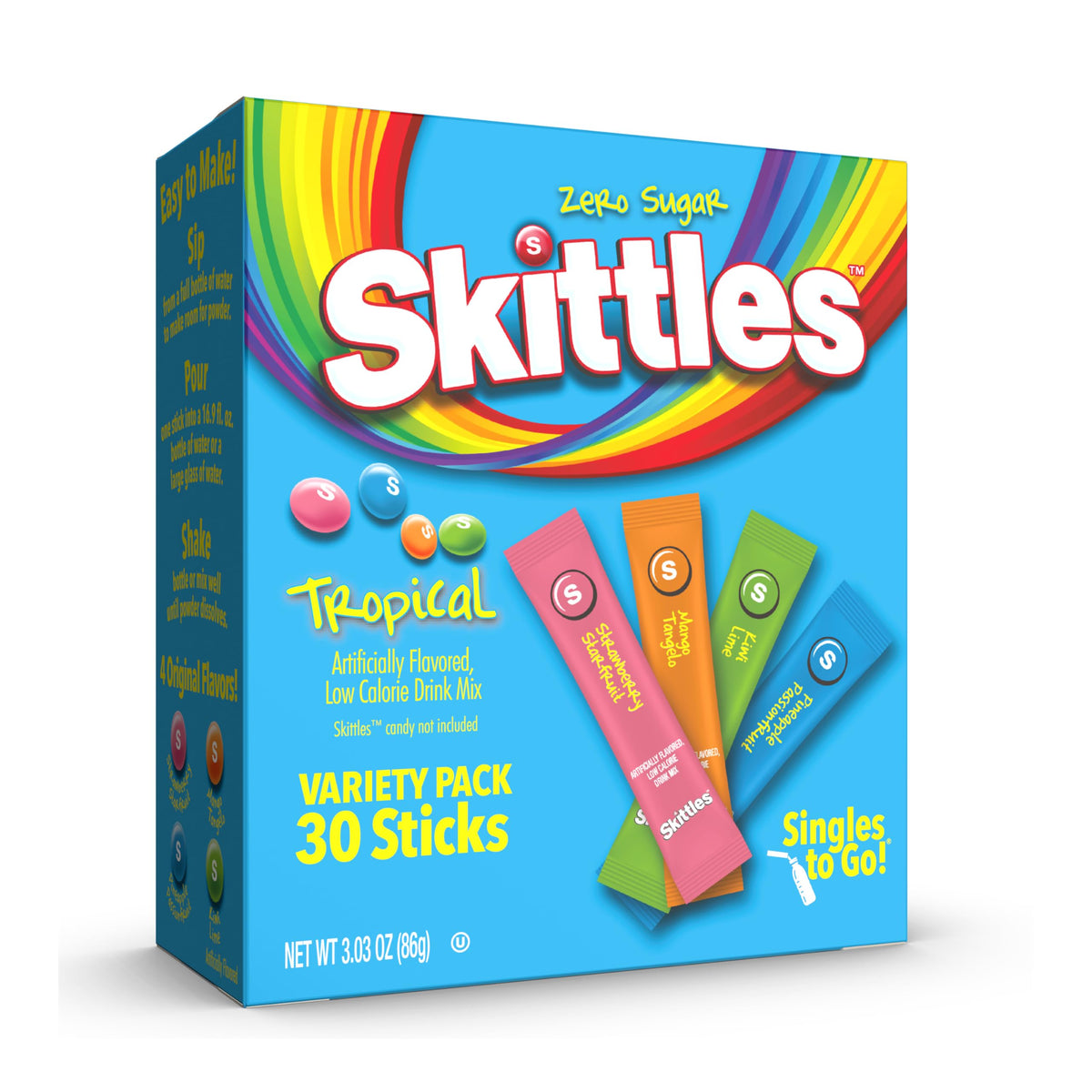 Skittles Singles To Go Tropical Drink Mix Variety Pack (30 Count)