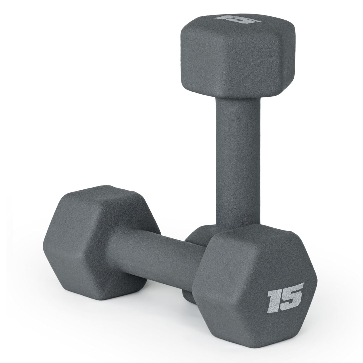 CAP Barbell 15 lb Neoprene Dumbbells, Pair, Ash