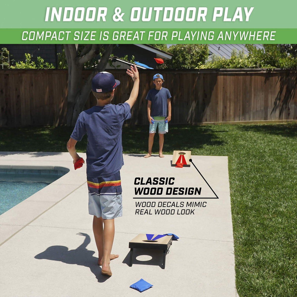GoSports Portable Cornhole Game Set, 2 ft x 1 ft, 6 Bean Bags