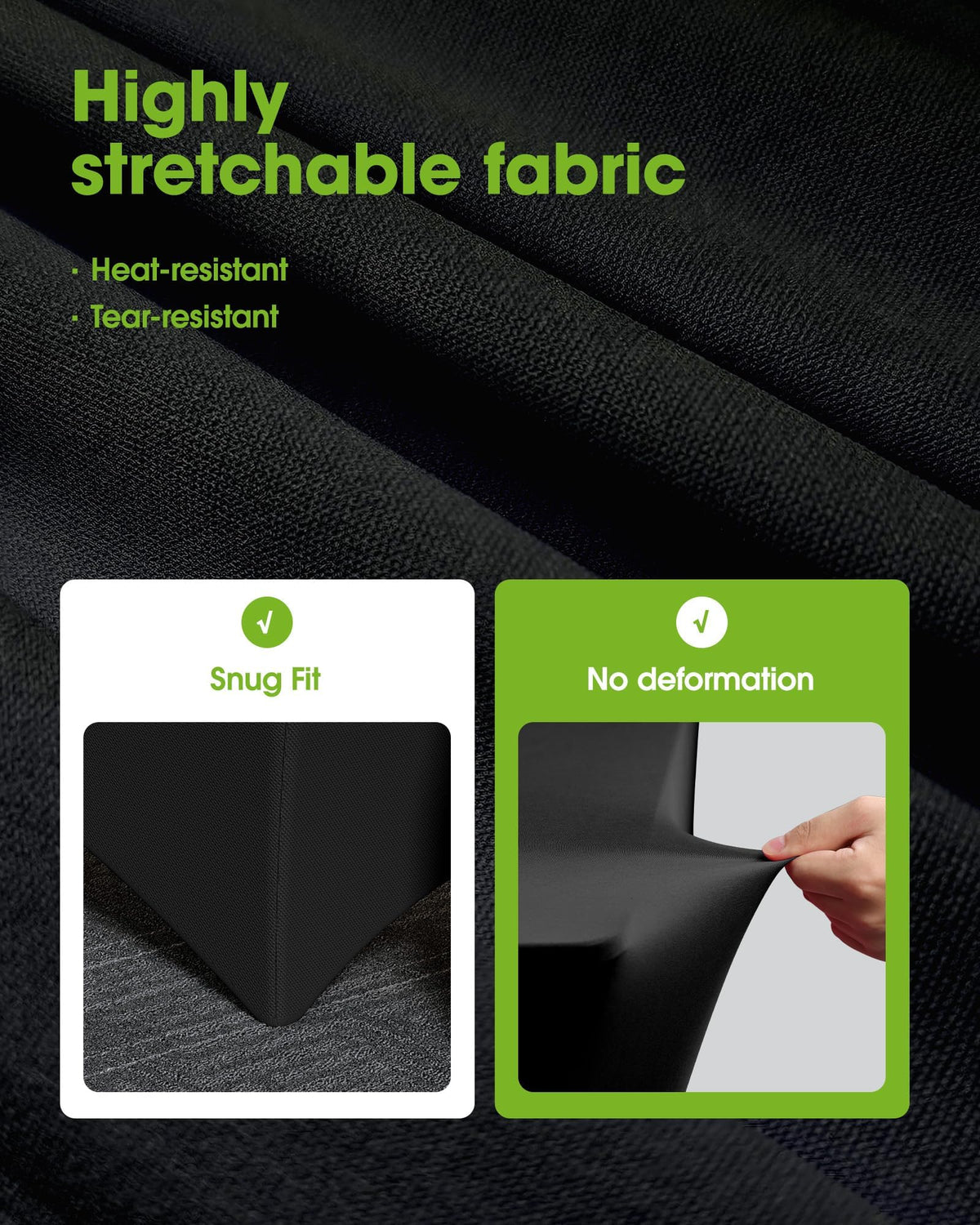 Pureegg Spandex Fitted Tablecloth, Black, 6 ft, 2 Pack