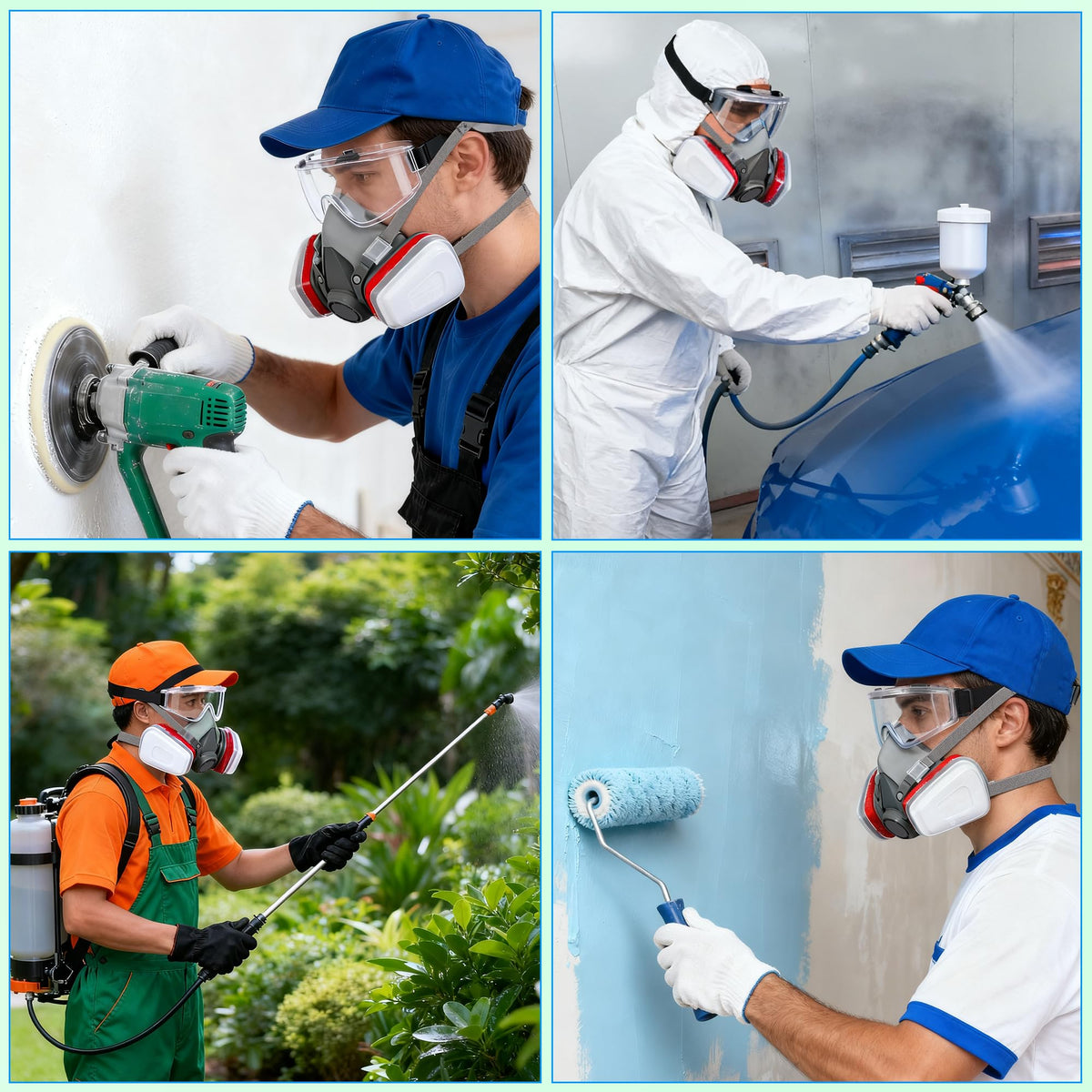 Reusable Half Face Respirator Mask with Organic Vapor Filters