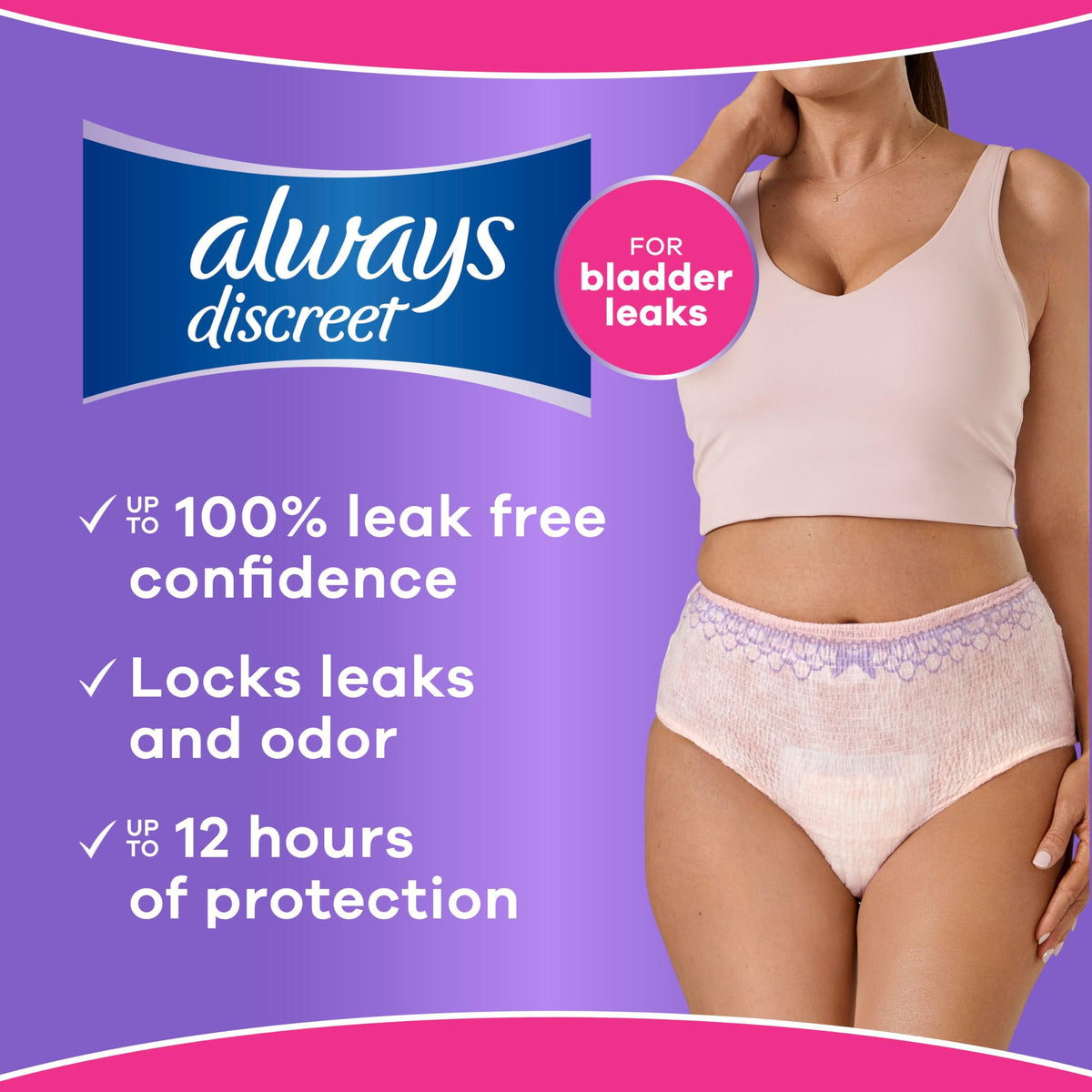 Always Discreet Maximum Incontinence Underwear, Women's S/M, 84 Count