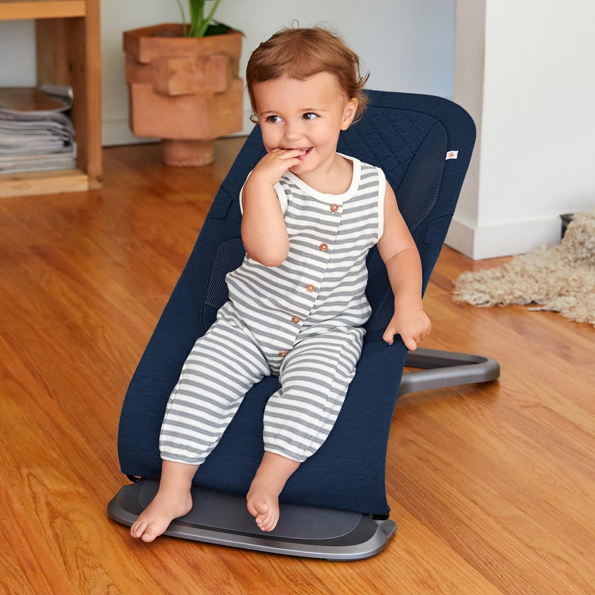 Ergobaby Evolve 3-in-1 Bouncer Seat, 5.5-25 lbs, Midnight Blue