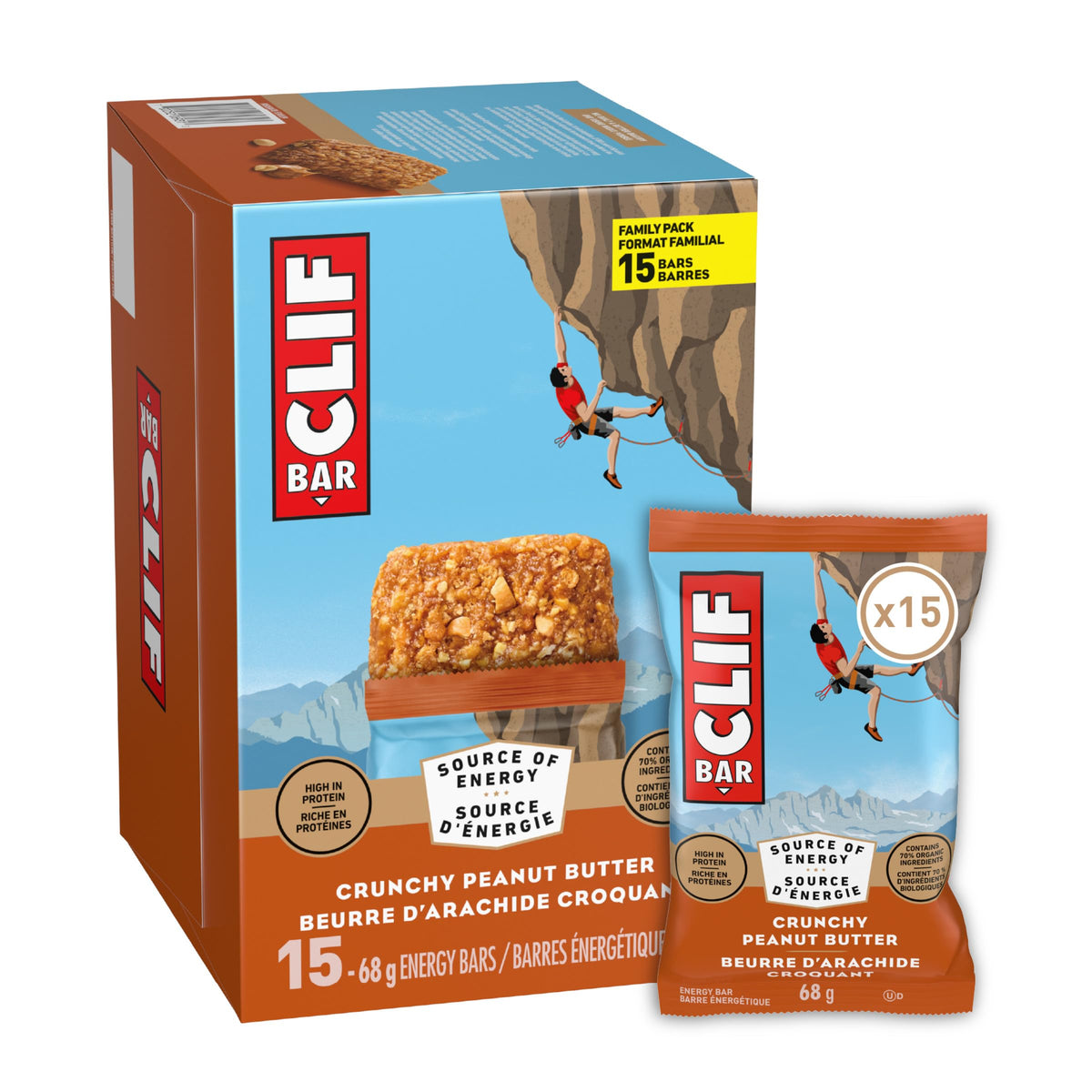 Clif Bar Energy Bars, Crunchy Peanut Butter, 15 Pack