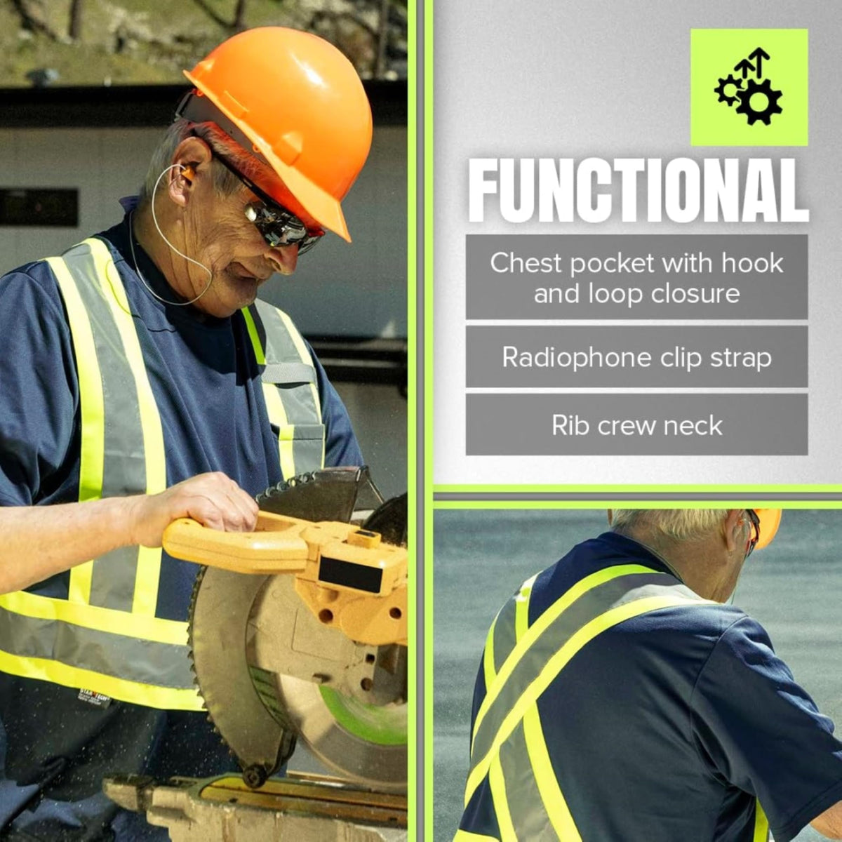 Pioneer High Vis Safety T-Shirt for Men, Class 1