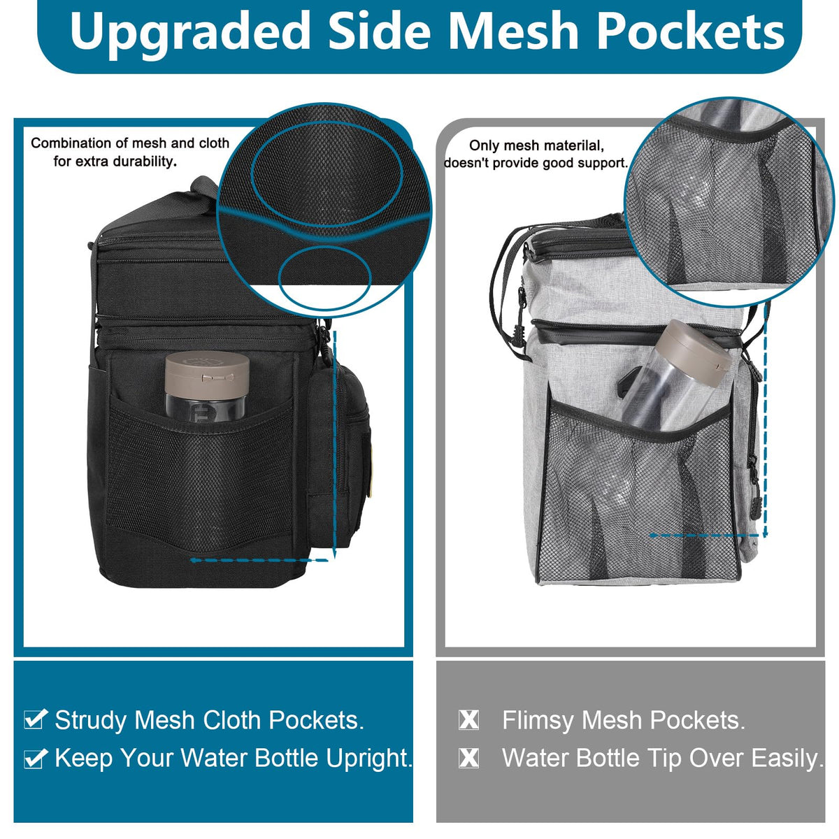 Tactical Insulated Lunch Box Cooler Bag for Men, Black, 16 L