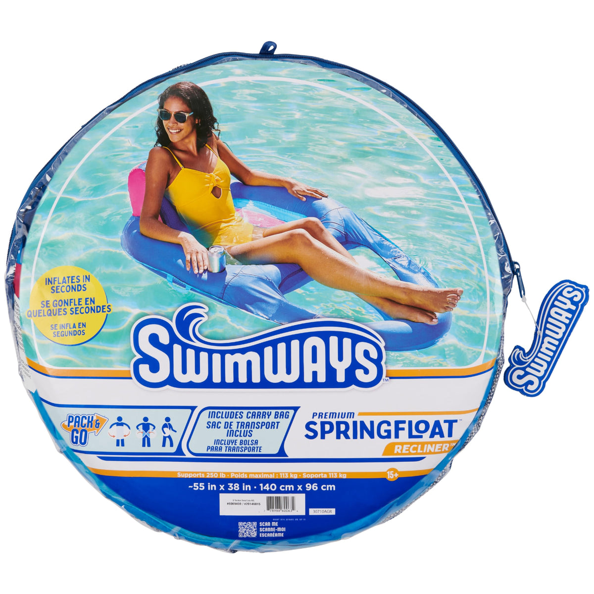 SwimWays Spring Float Recliner Pool Lounger, Ages 15 and Up