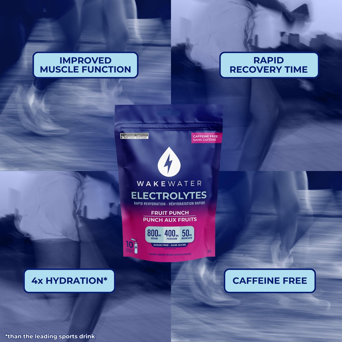 Wake Water Sugar Free Electrolyte Packets, Fruit Punch (10 Pack)