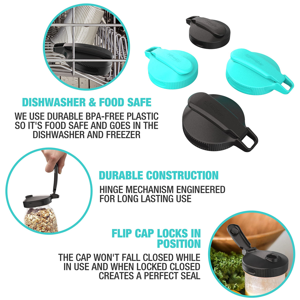 Masontops Multi Top Flip Cap Mason Jar Lids, Regular Mouth, 2-Pack