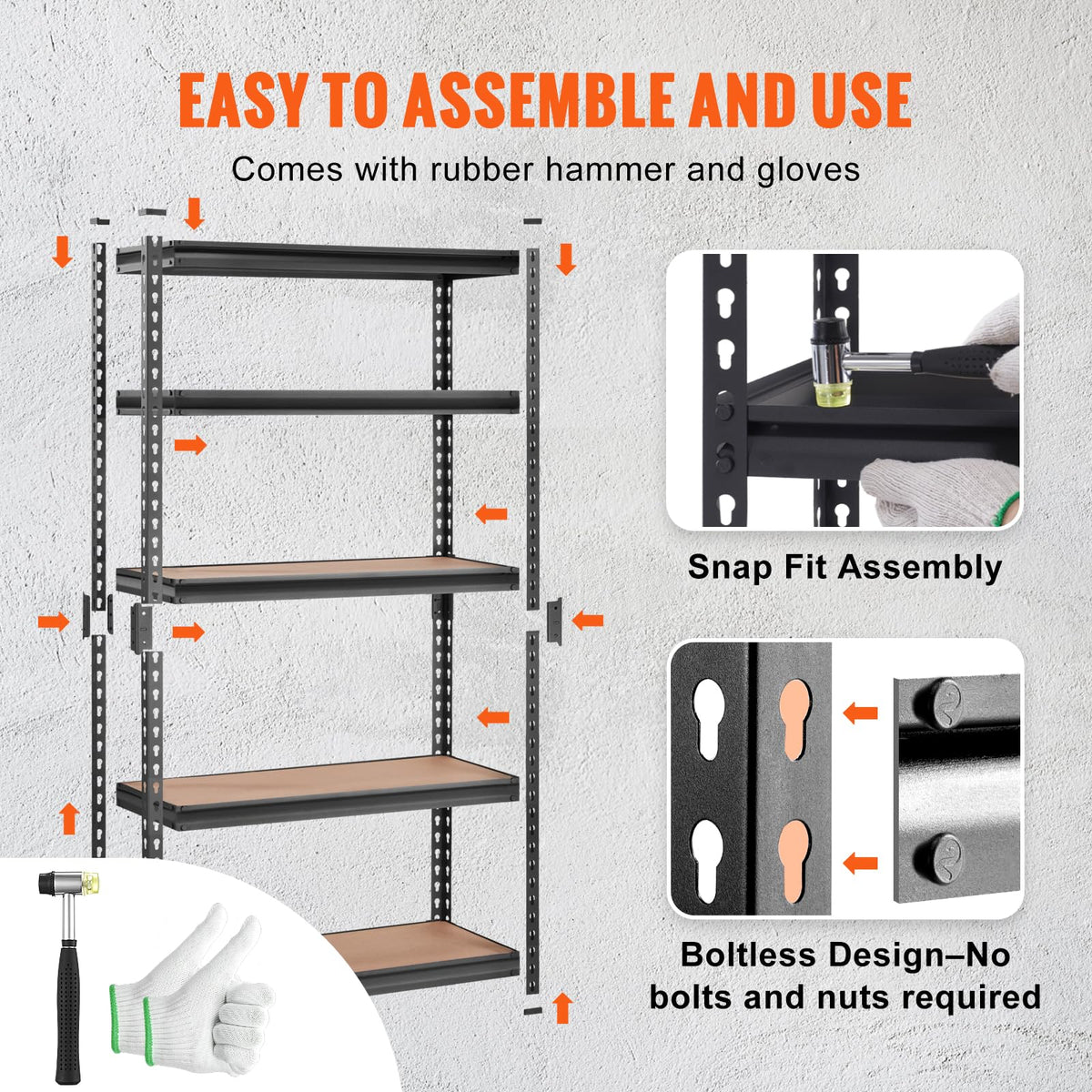 VEVOR 5-Tier Adjustable Heavy Duty Storage Shelving Unit, 2000 lb