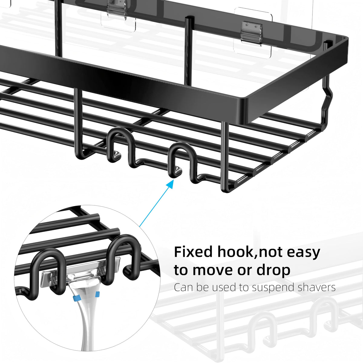 MOFOROCO Adhesive Shower Caddy with Soap Holder, Black (3 Pack)