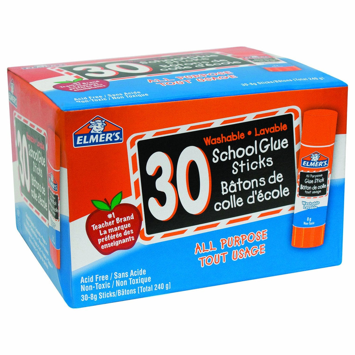 Elmer's Washable School Glue Sticks, 8 g, 30 Count