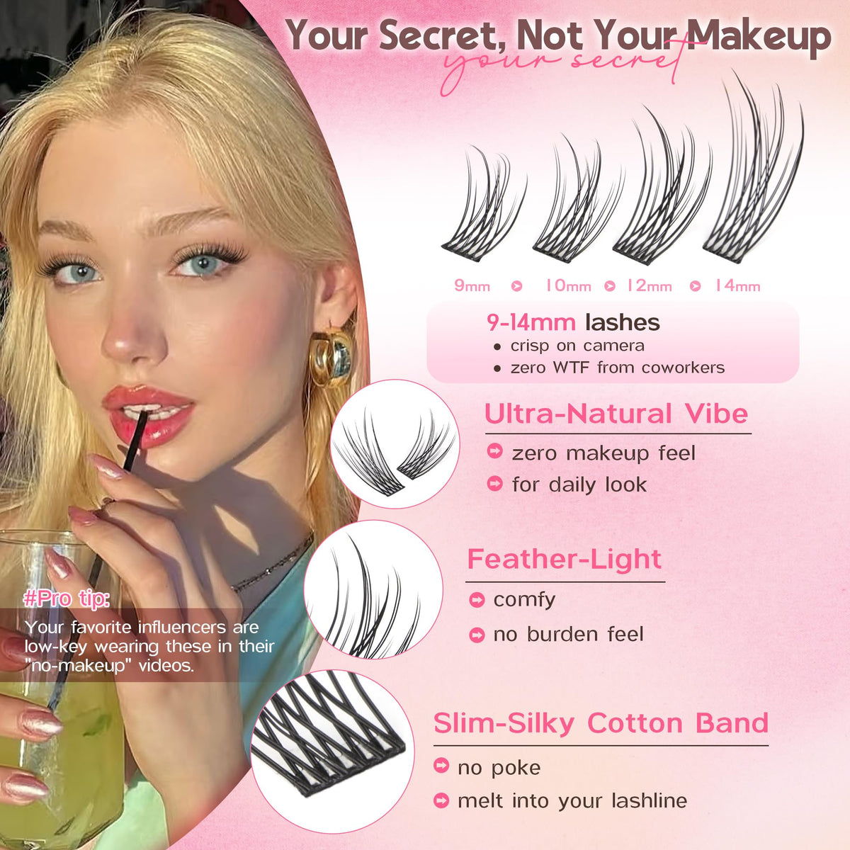 Goddvenus Wispy Cluster Lashes Kit, 300 Pieces, 9-14mm C Curl