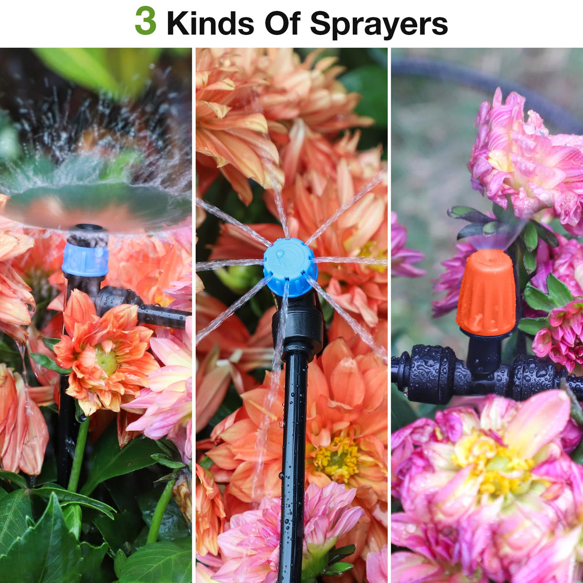 MIXC 101 ft Drip Irrigation Kit with 1/4 and 1/2 Inch Tubing