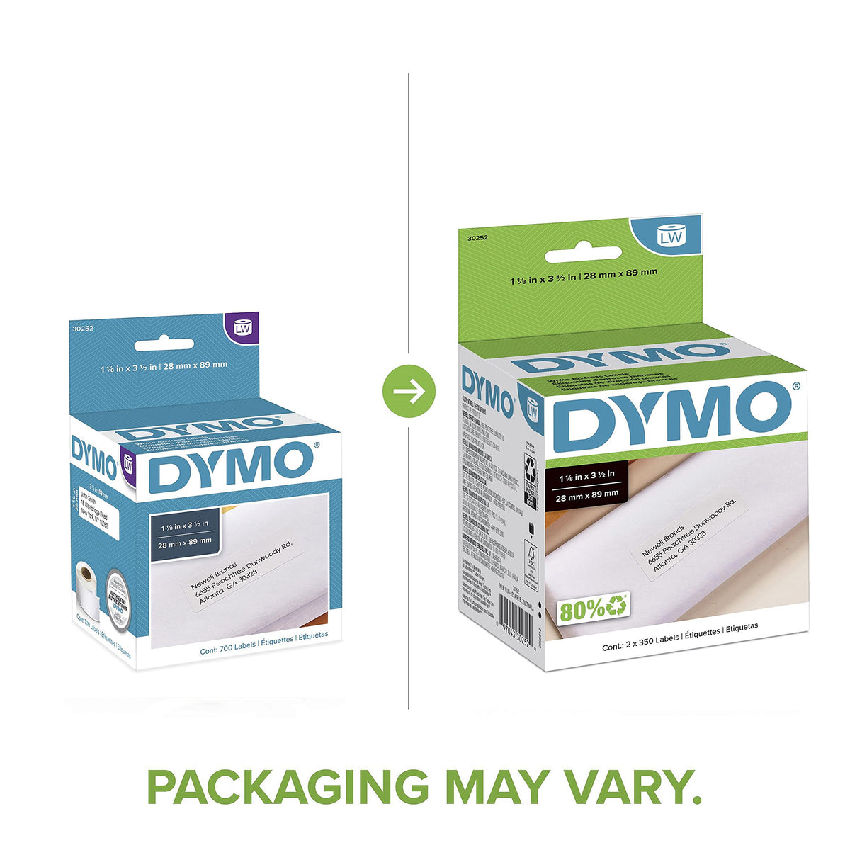 DYMO LabelWriter Mailing Address Labels, 1-1/8 x 3-1/2 In, 700 Count