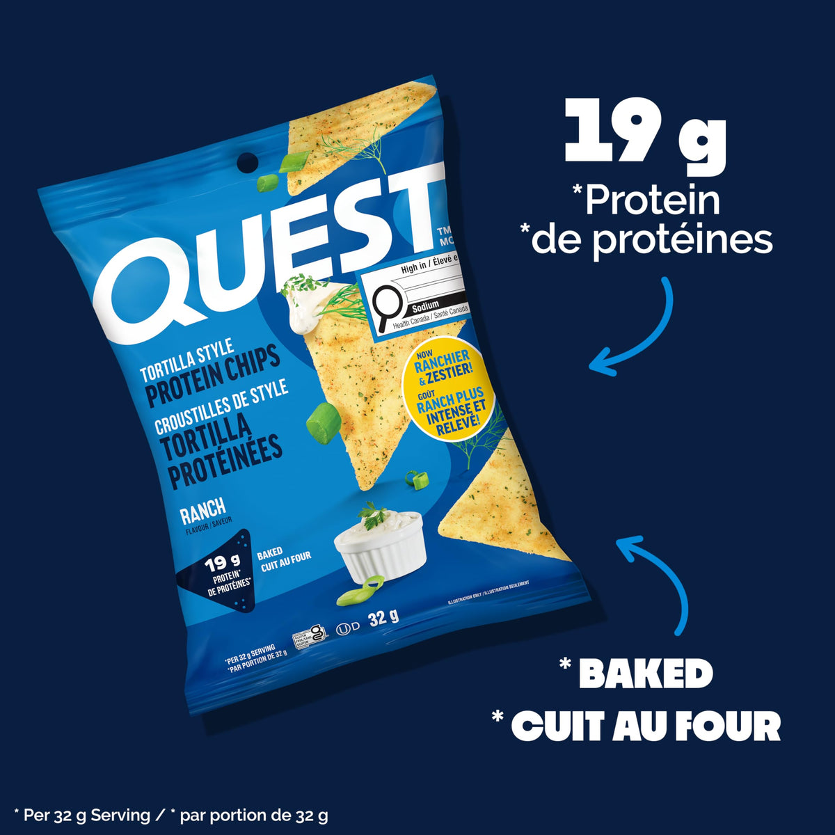 Quest Tortilla Style Protein Chips, Ranch, 8 Count