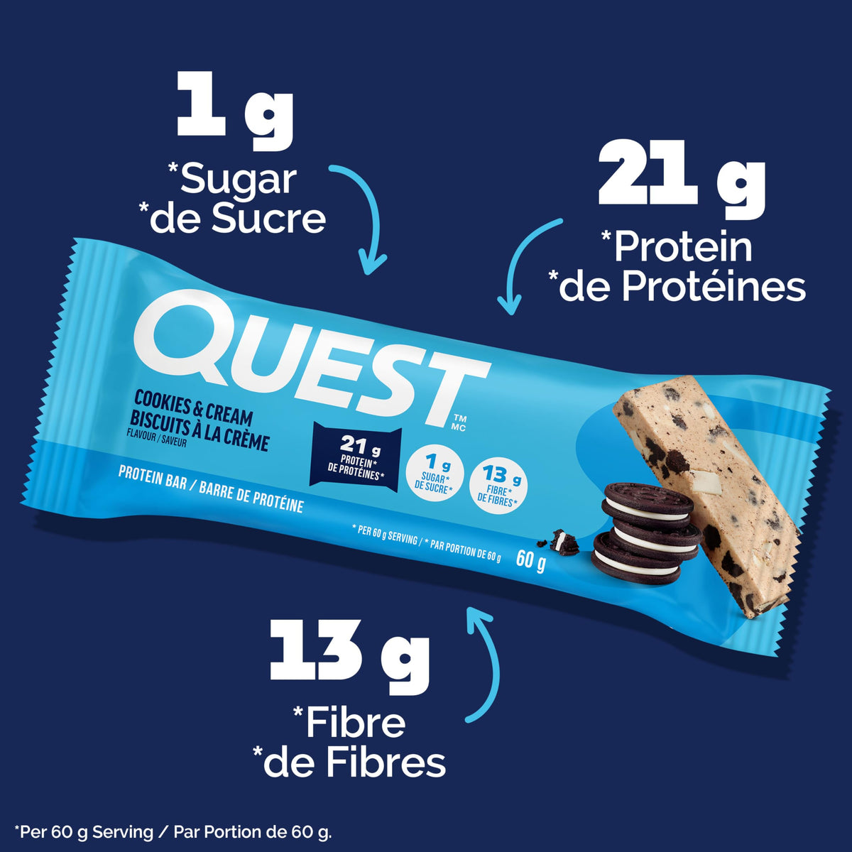 Quest Nutrition Cookies & Cream Protein Bars (12 Count)