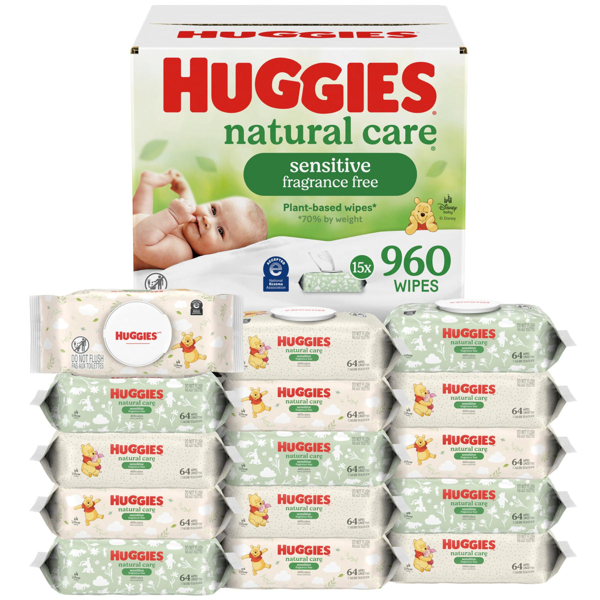 Huggies Natural Care Sensitive Baby Wipes, Unscented, 960 Count
