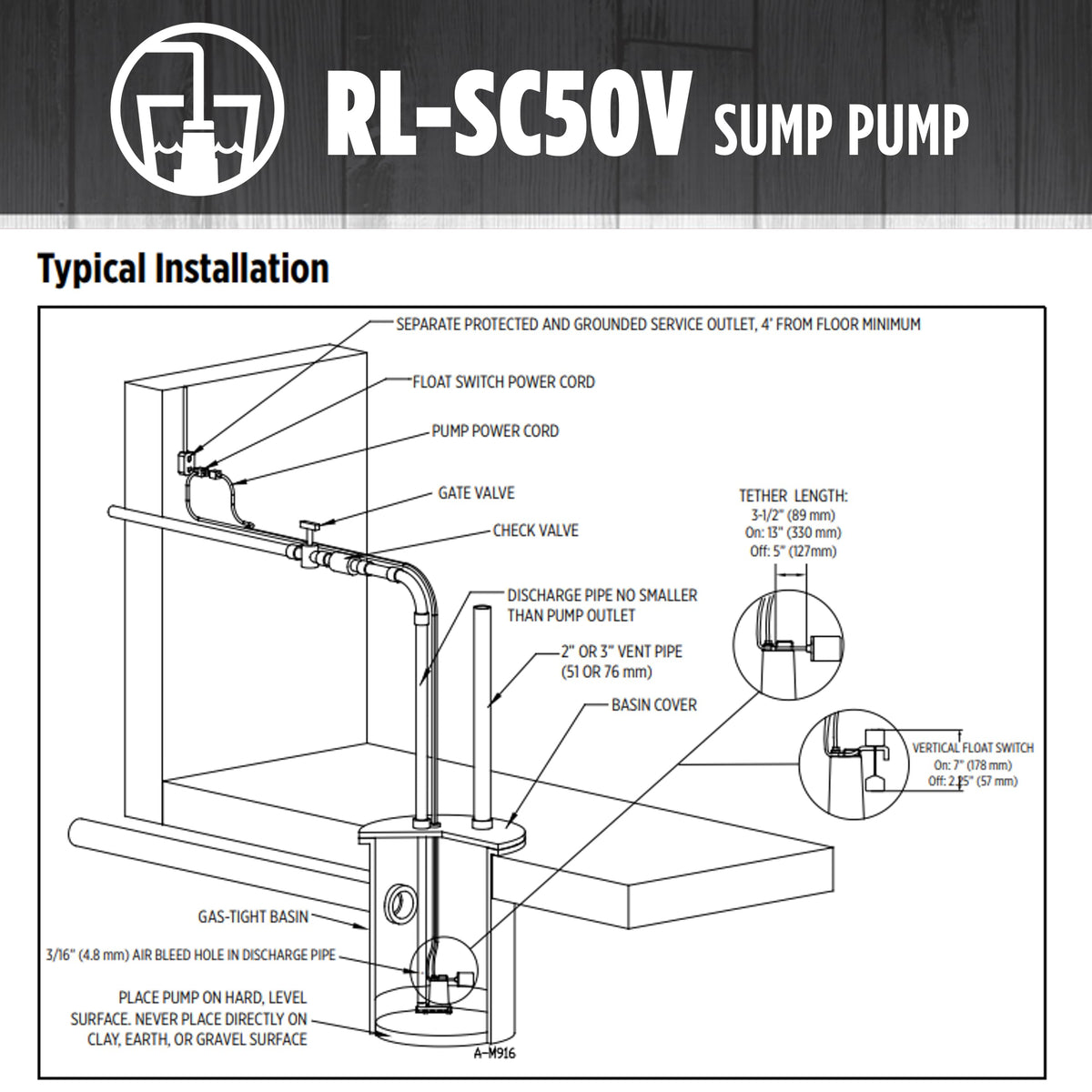 Red Lion RL-SC50V Cast Iron Sump Pump, 1/2 HP, 4300 GPH, 115V